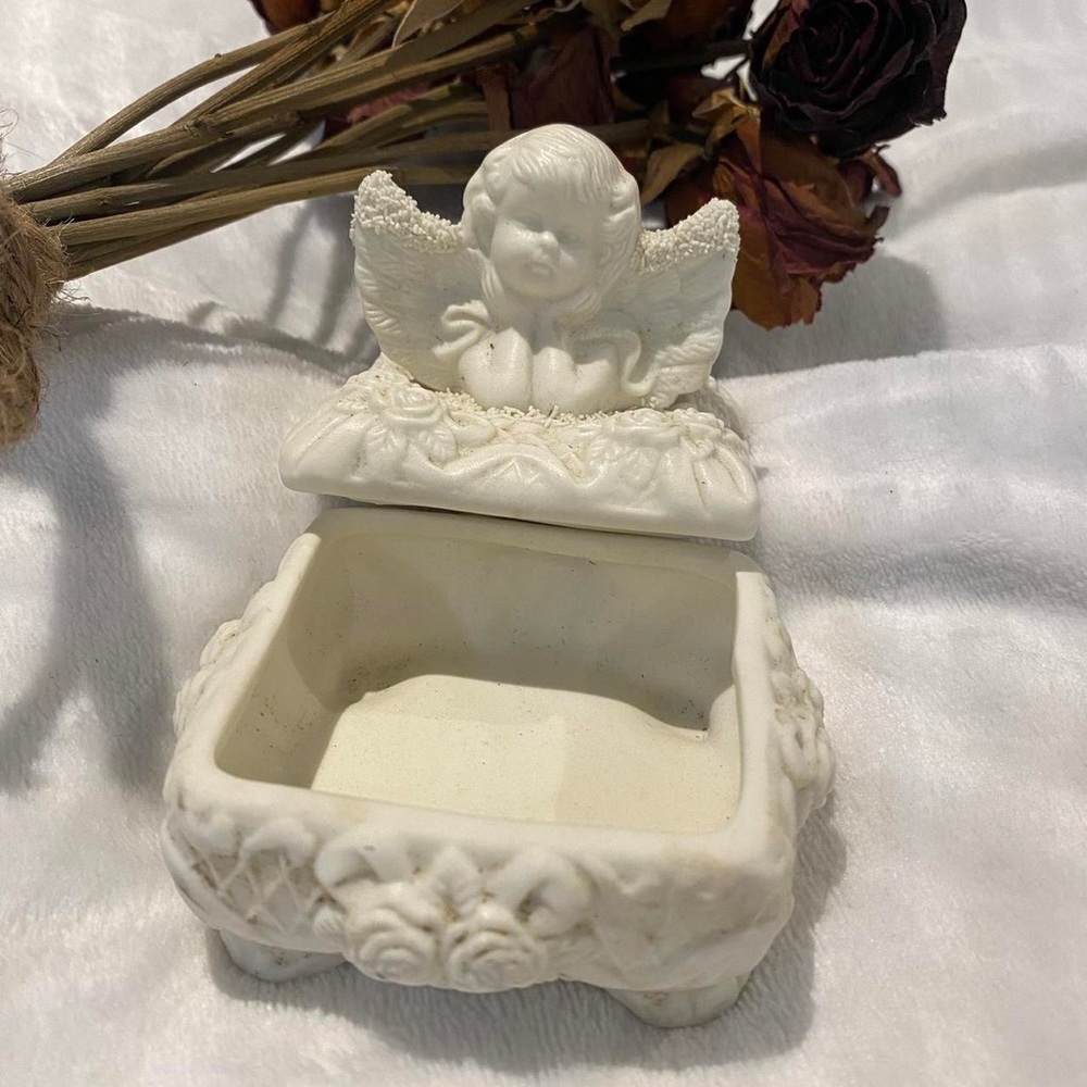 Vintage ivory angel dish